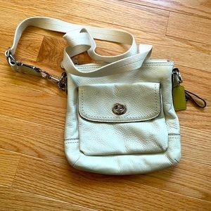 COACH Cream Leather and Silver Satchel